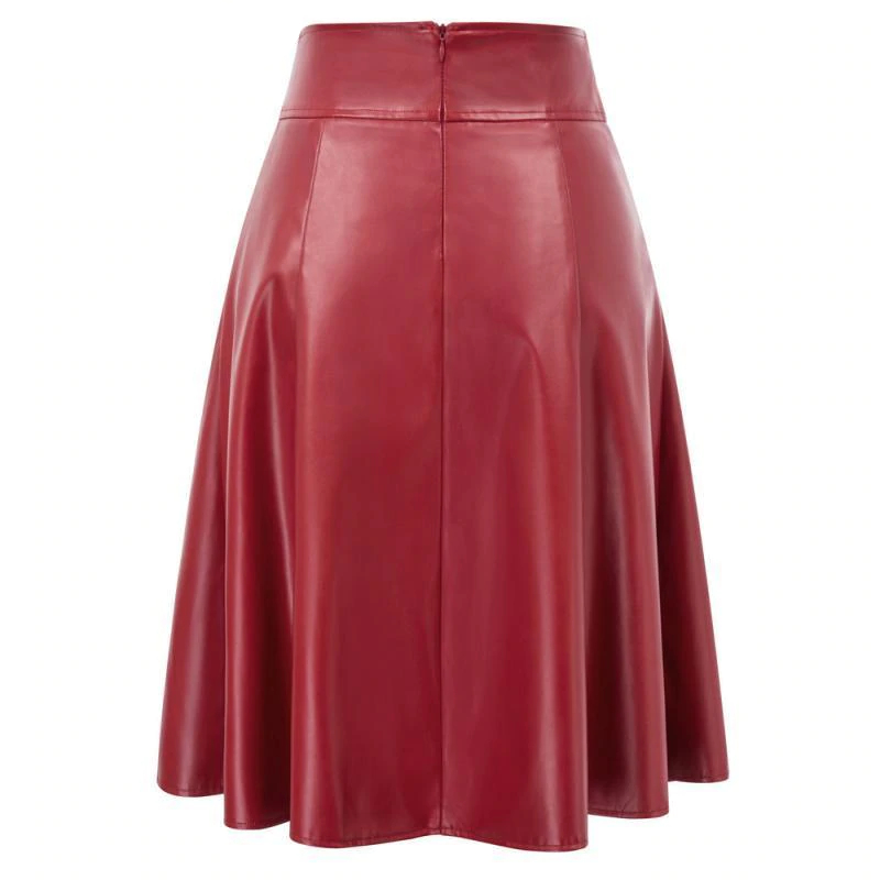 High Waisted Leather Look Skirt